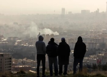 Stranded travelers in an airport terminal